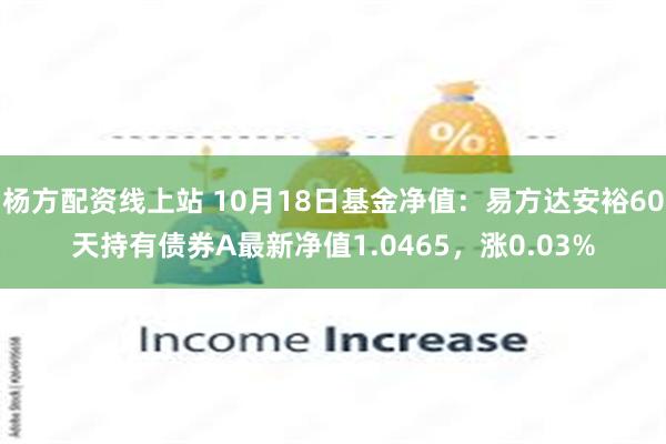 杨方配资线上站 10月18日基金净值：易方达安裕60天持有债券A最新净值1.0465，涨0.03%