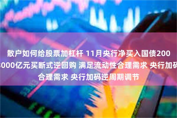 散户如何给股票加杠杆 11月央行净买入国债2000亿元 开展8000亿元买断式逆回购 满足流动性合理需求 央行加码逆周期调节